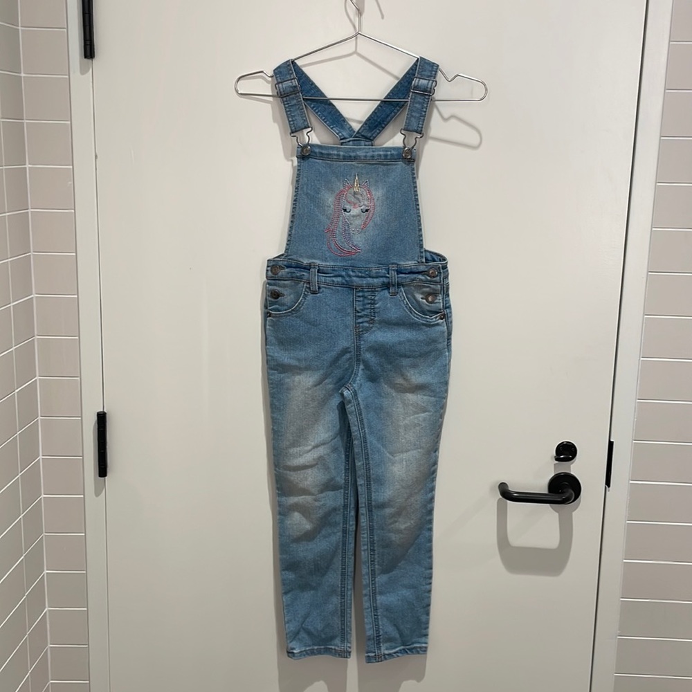 Nearly new Cat & Jack unicorn overalls